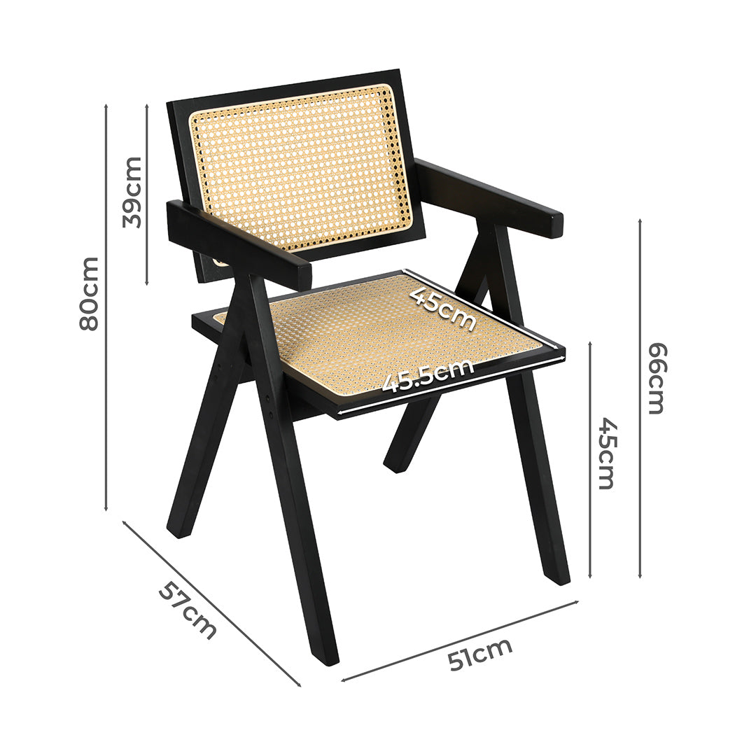 Levede 4x Black Wicker Armchair Dining Chair-2018816912166883330