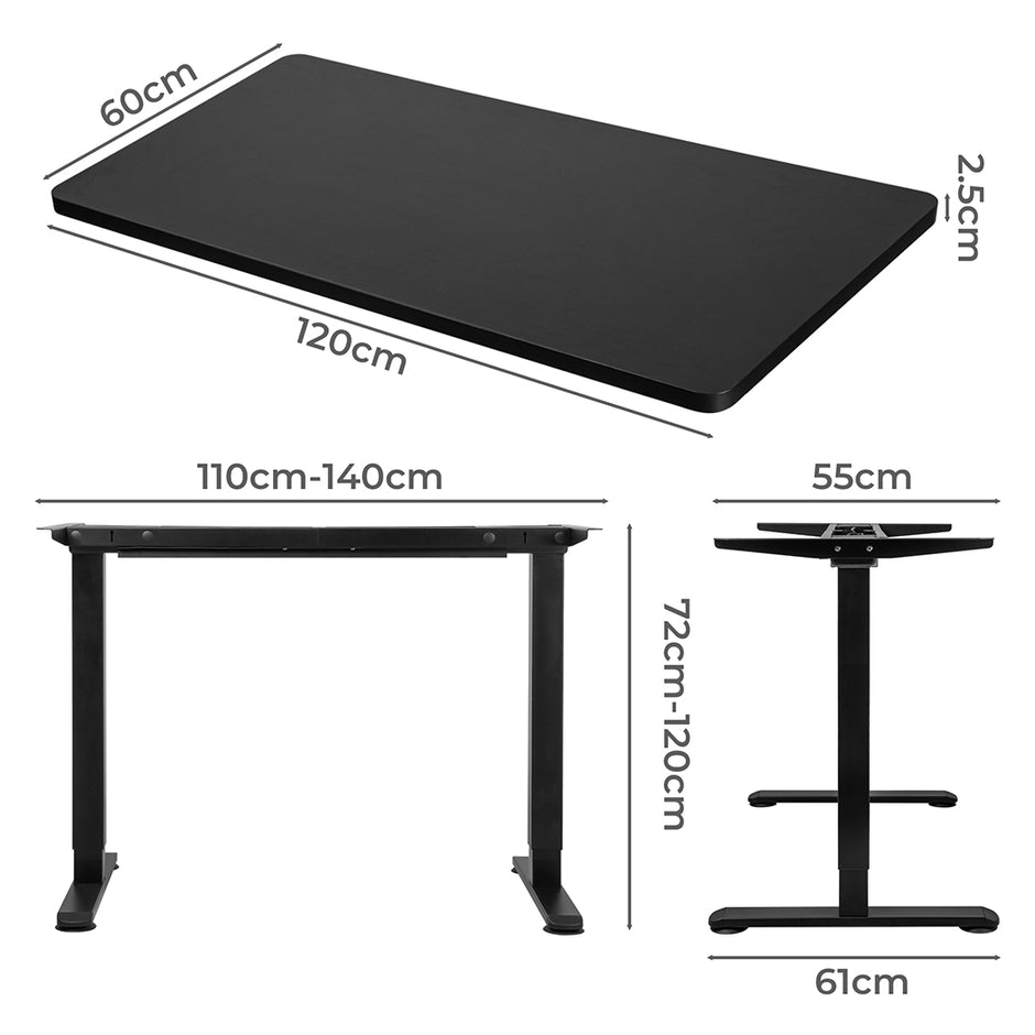 Levede Motorised Standing Desk Adjustable 120cm Black 800x 1.5MM-2006733290278621186