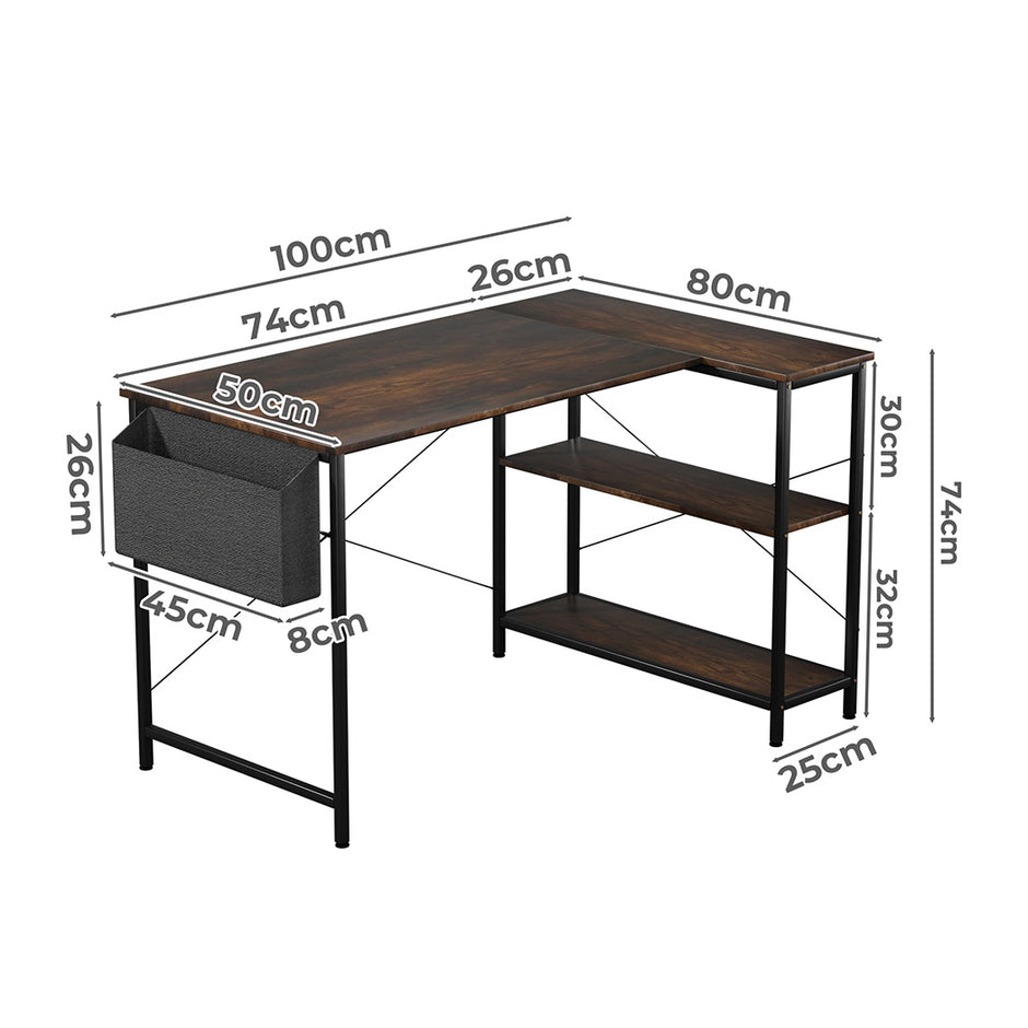 Levede L Shaped Computer Desk Corner Desk Brown-2018816895477747714