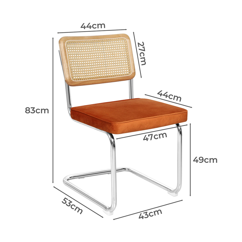 Levede 2xRattan Chair Dining Chairs Orange-2006733276517109762