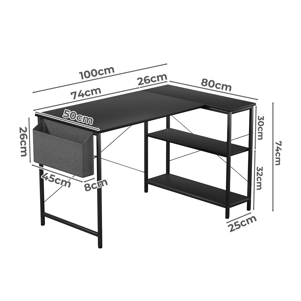 Levede L Shaped Computer Desk Corner Desk Black-2018816900045344770