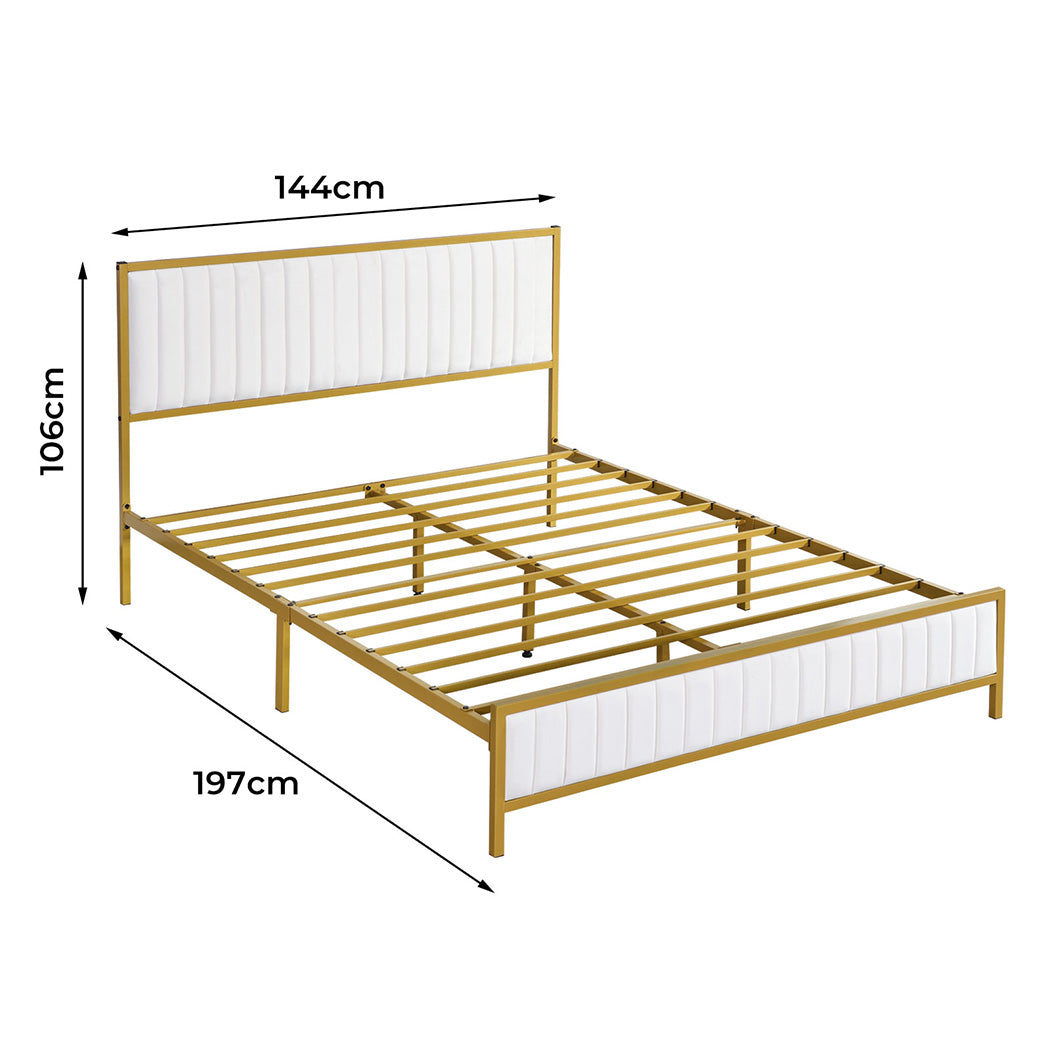 Levede Metal Bed Frame Under Bed Storage Double Beige-2006732901978345474