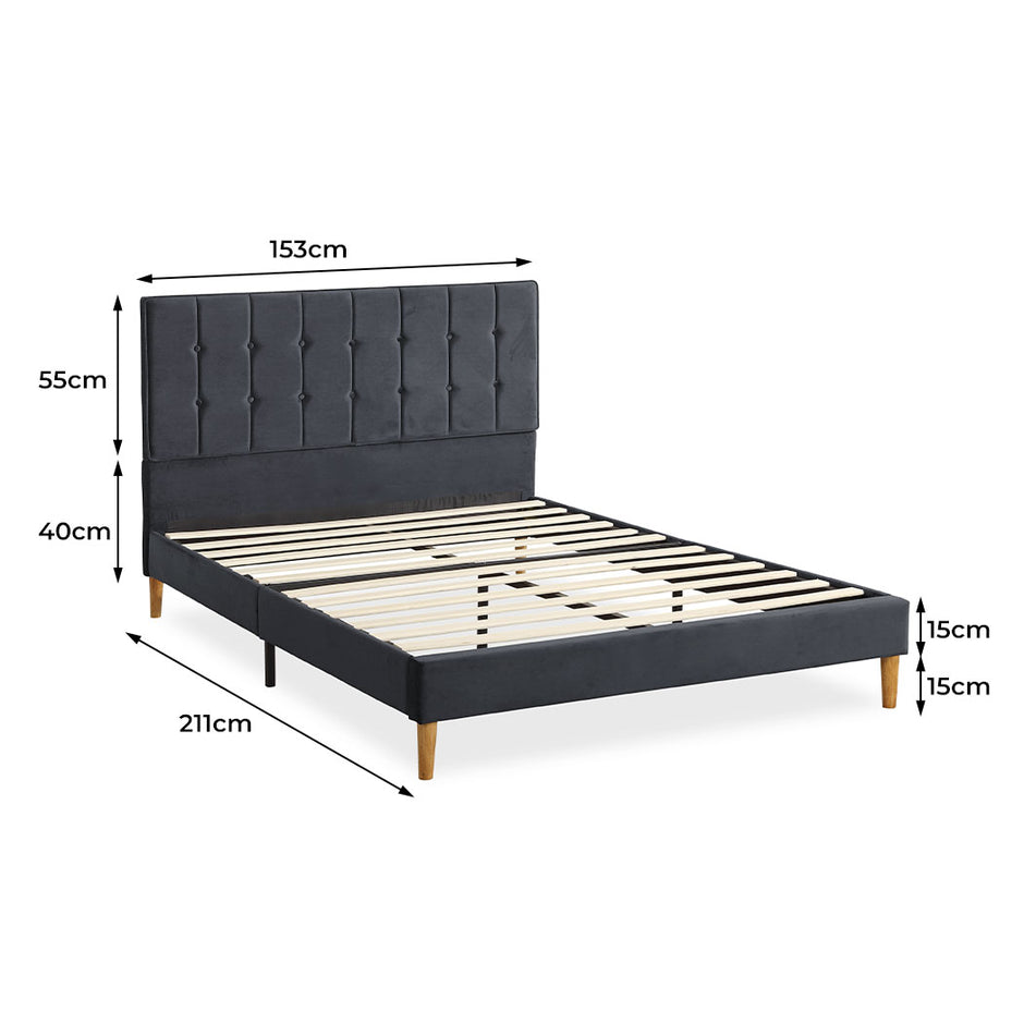 Levede Bed Frame Queen Size Mattress Grey-2006733223933120514