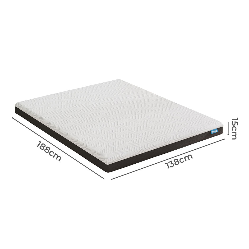 Dreamz Double Mattress Gel Memory Foam Cooling Breathable 15cm Medium Firm-2018816920610017282