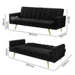 Levede Sofa Bed Convertible Velvet Lounge Recliner Couch Sleeper 3 Seater Black-2018816938825879554