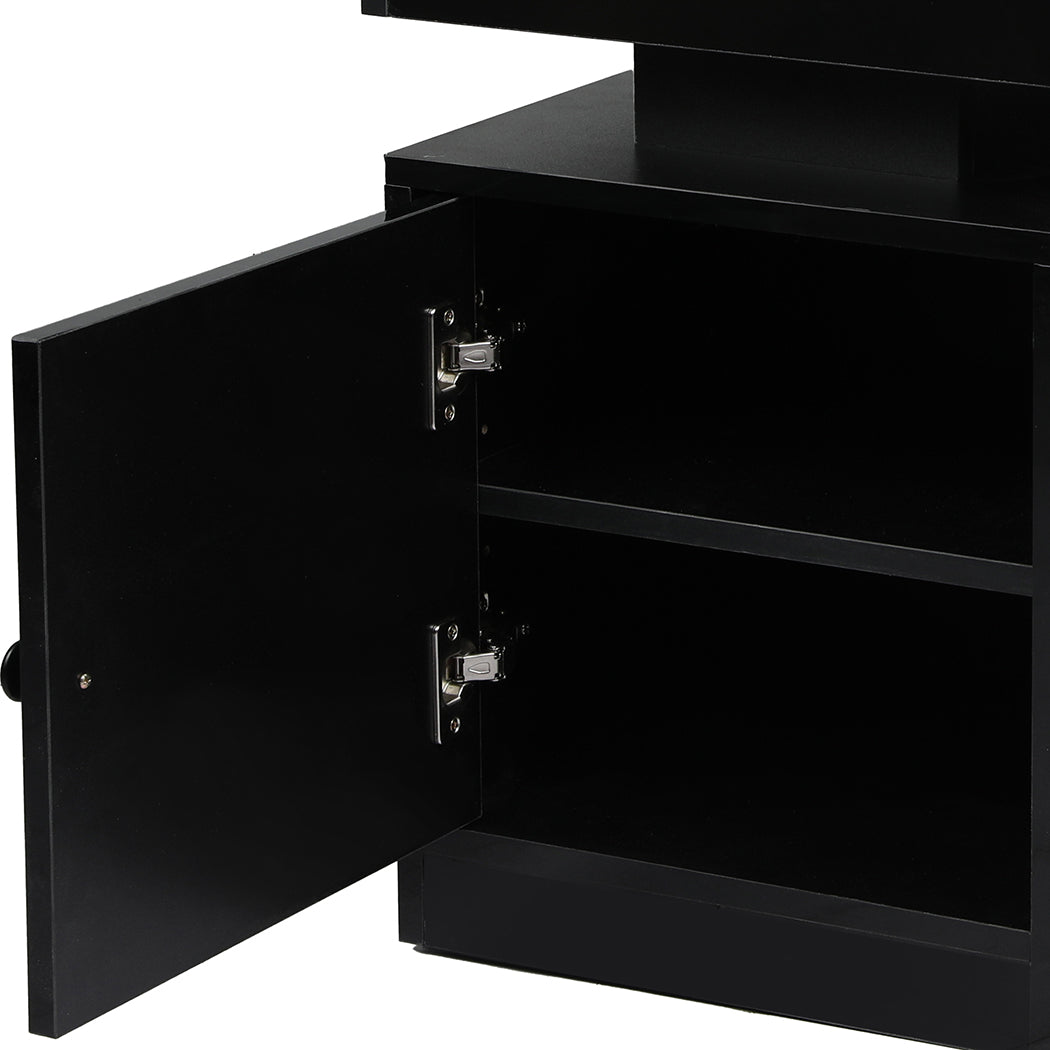 Levede Bedside Table USB Charger Outlet RGB Black-2006732841714585603