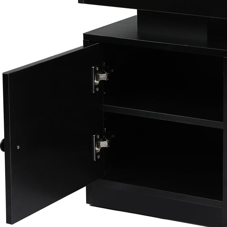 Levede Bedside Table USB Charger Outlet RGB Black-2006732841714585603