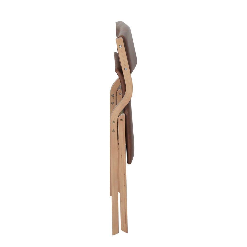 Levede 4x Dining Chairs Foldable PU Tan-2018816883515592707