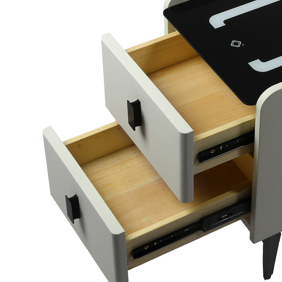 Levede Bedside Table LED Lights Drawers Storage-2006732842721218563