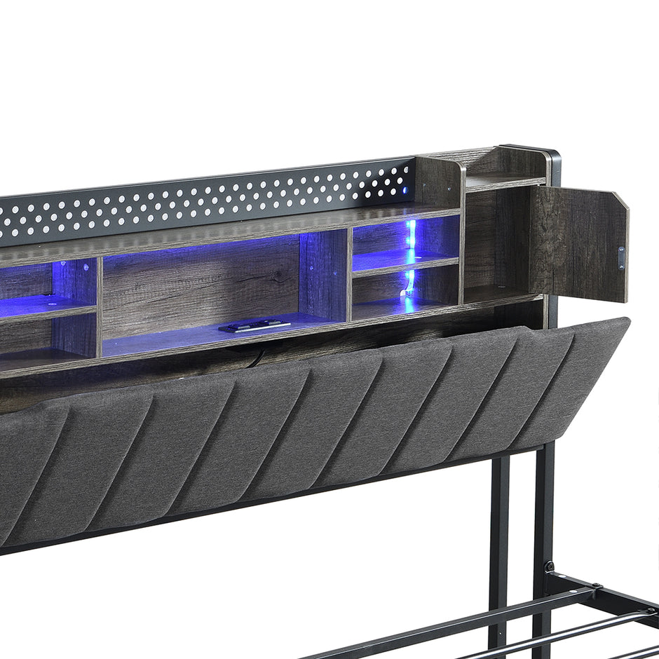 Levede Queen Bed Frame with Storage Headboard RGB LED-2006732901781213187