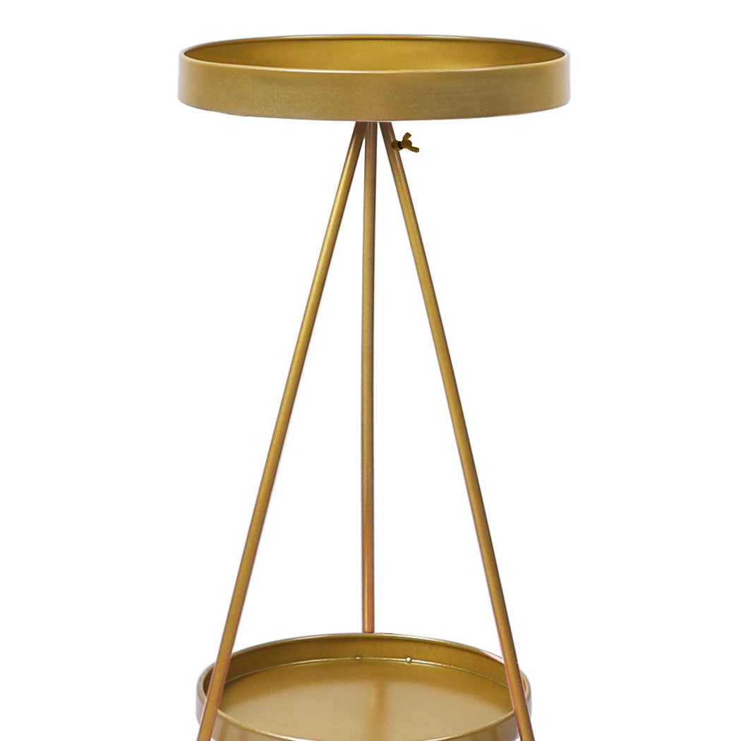 Levede Plant Stand 2 Tiers Outdoor Indoor Gold Medium-2006732933125246979
