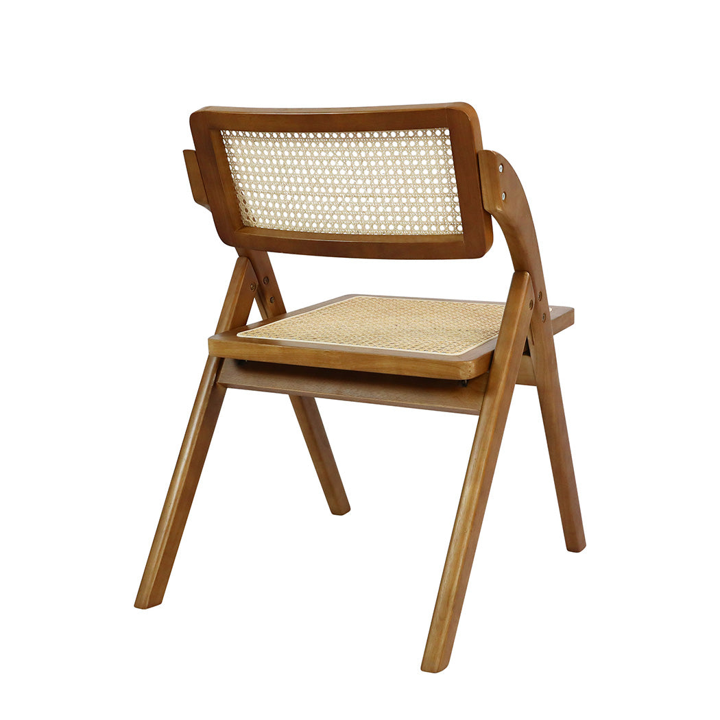 Levede 2X Foldable Rattan Dining Chairs Walnut-2006733269277741059