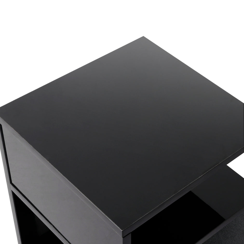 Levede 1xBedside Tables Drawers Side Black-2006733101623021571