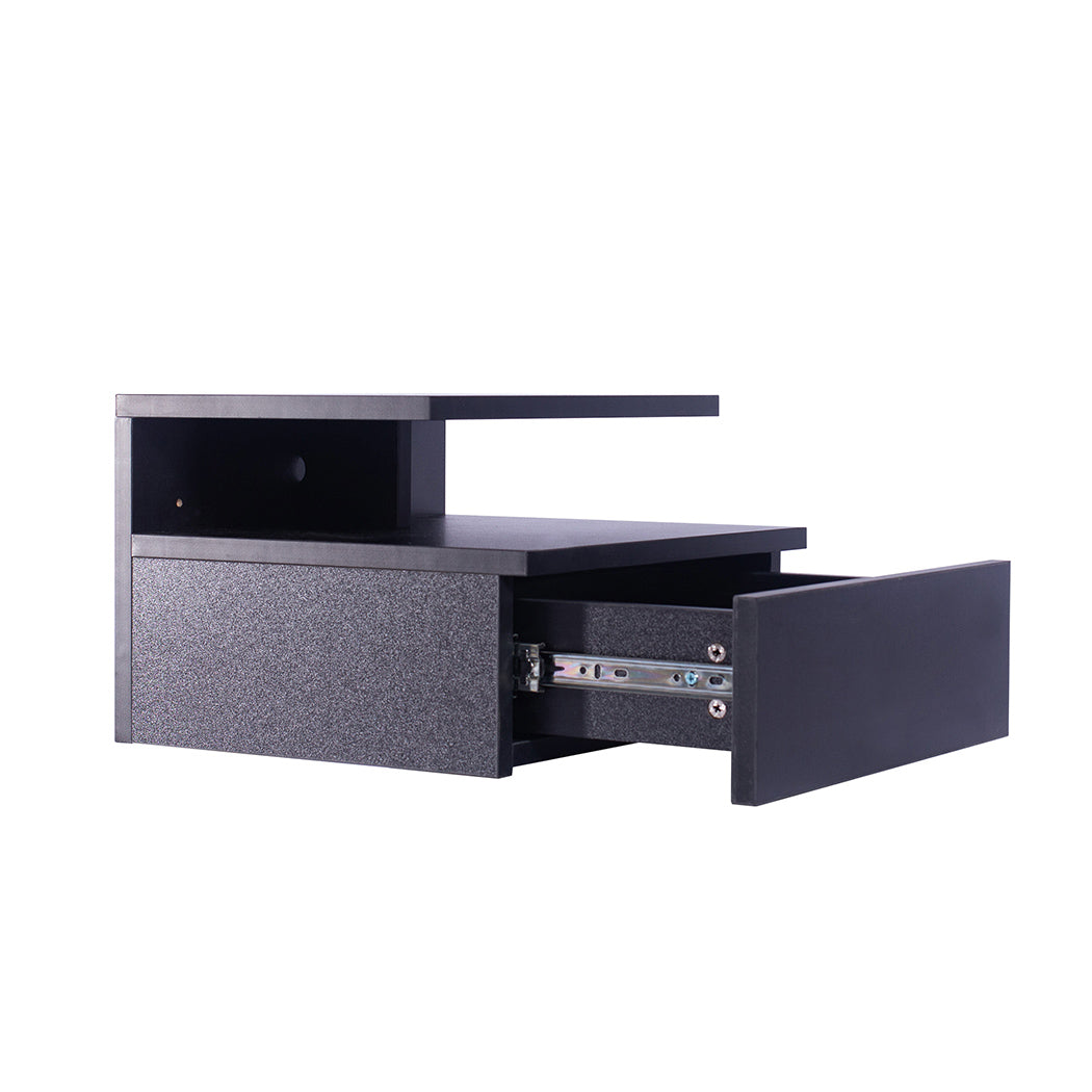 Levede 2x Bedside Tables Side Table Black-2006733164449501187