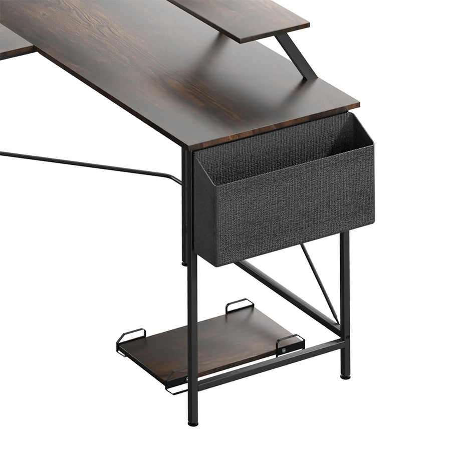 Levede Computer Desk Corner Desk Brown-2006732838480777219