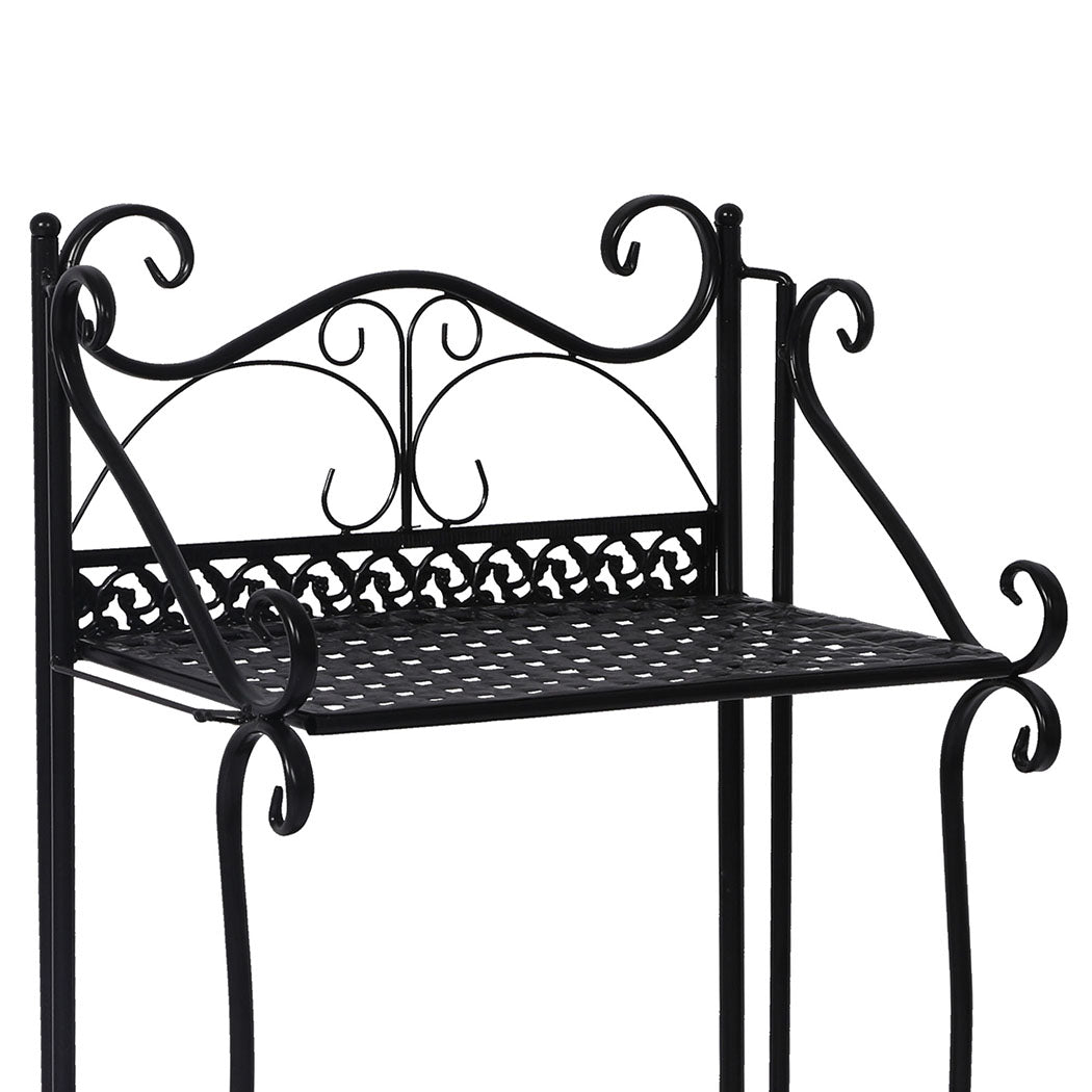 Levede Plant Stand 4 Tiers Outdoor Indoor Black-2006732932802285571