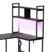 Levede L Shaped Gaming Desk with LED Lights Black-2006732738572455939