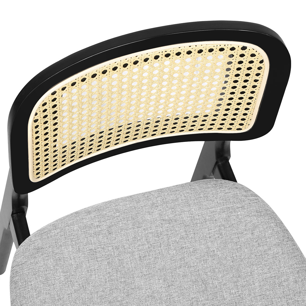 Levede Dining Chair Wood Rattan Armless Black x4-2006732736164925443