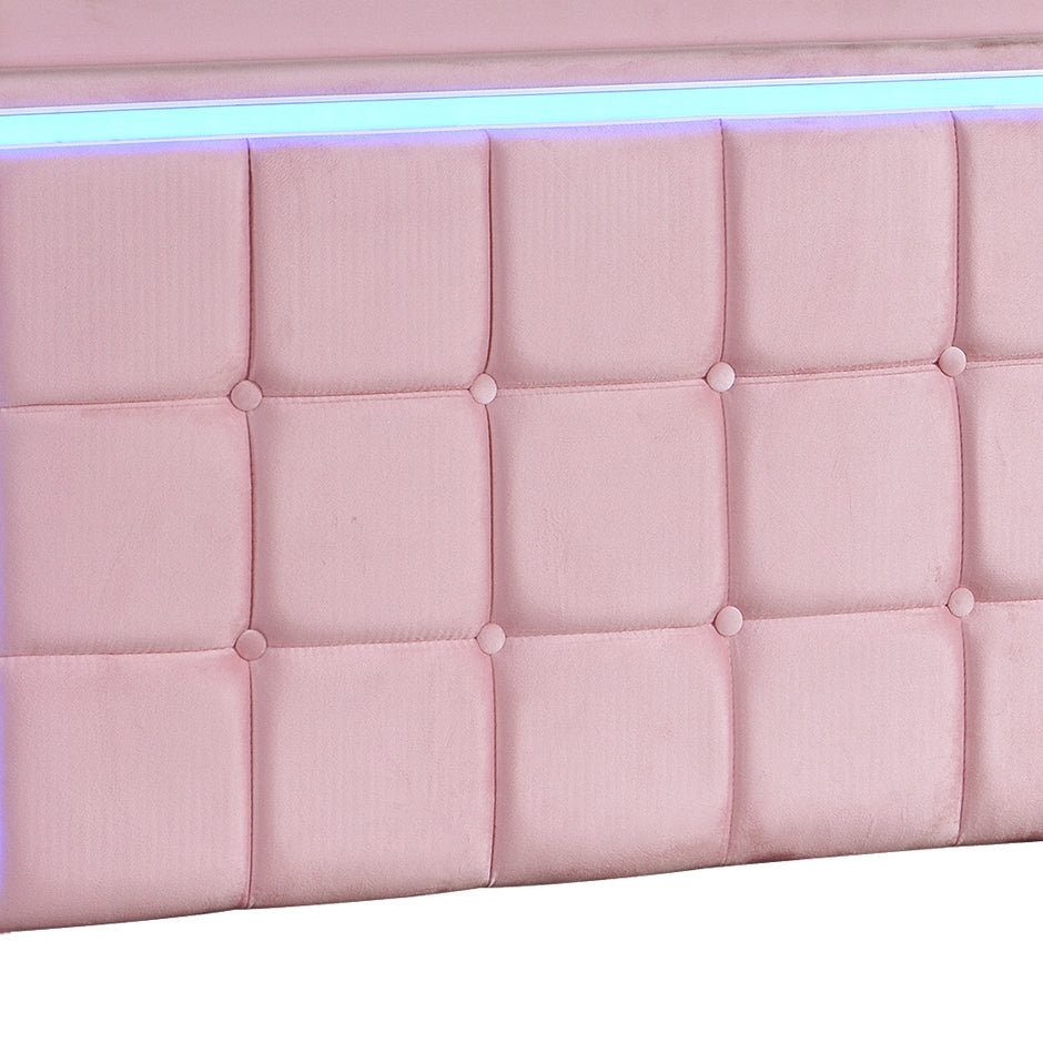 Levede Single Floating Bed Frame LED Headboard USB Pink-2006732795417858052
