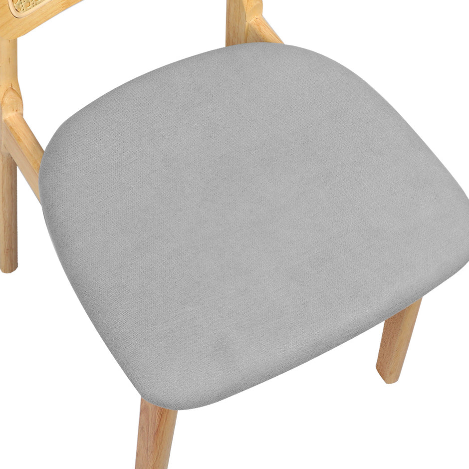 Levede 2x Dining Chair Wood Rattan Armless Natural-2006732687020265476