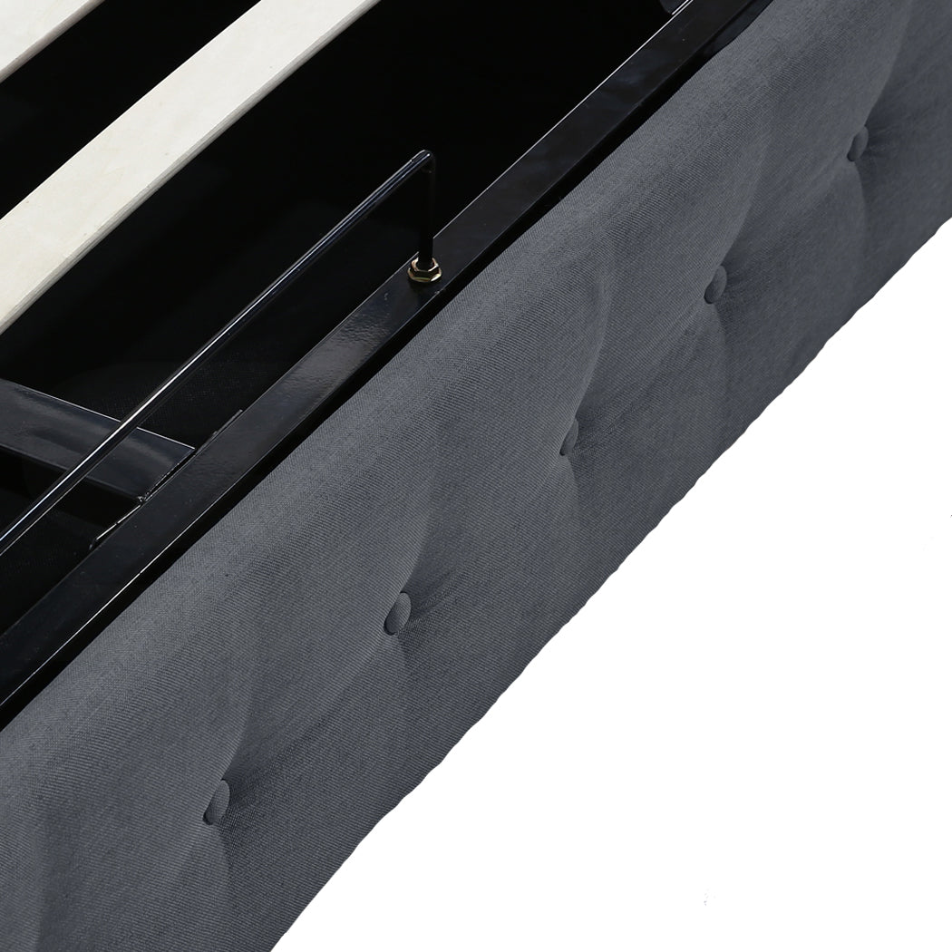 Levede Fabric Bed Frame Queen Tufted Dark Grey-2006733222884544516
