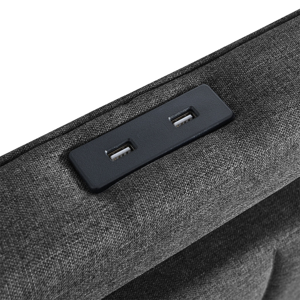 Levede King Bed Frame Fabric Storage Drawer LED USB-2006733381945135108