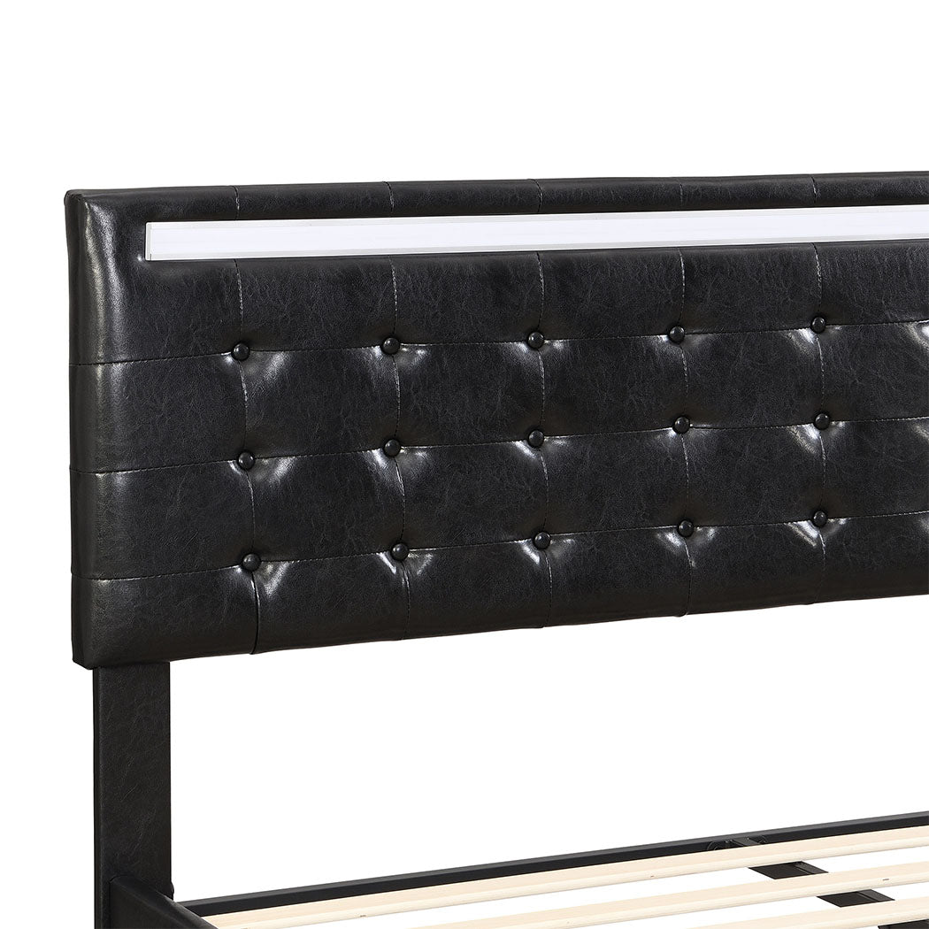 Levede  Floating Bed Frame Queen with Headboard LED Lights Mattress Base-2018816893917466628