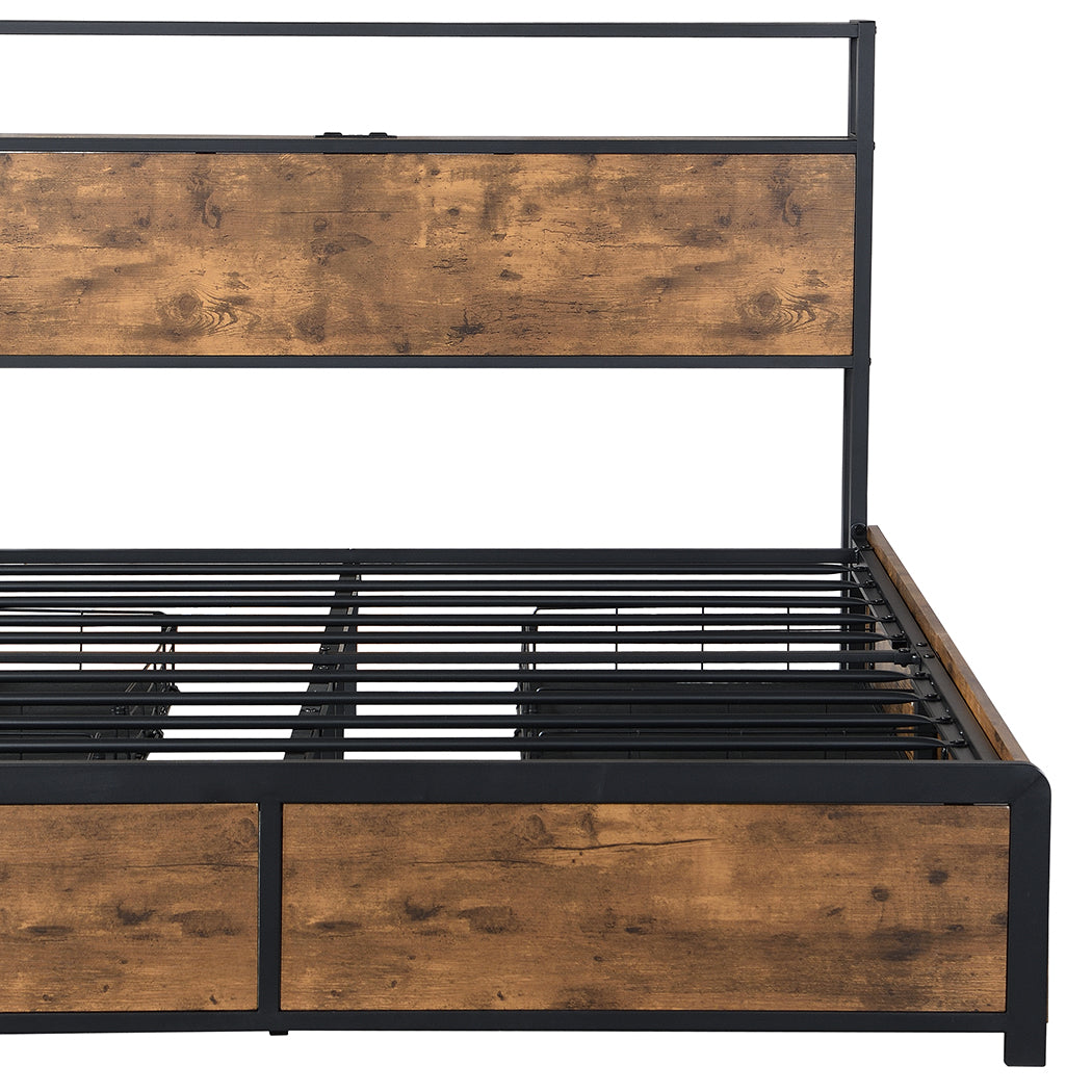 Levede Queen Bed Frame RGB LED 4 Drawers USB-2018816937181712388