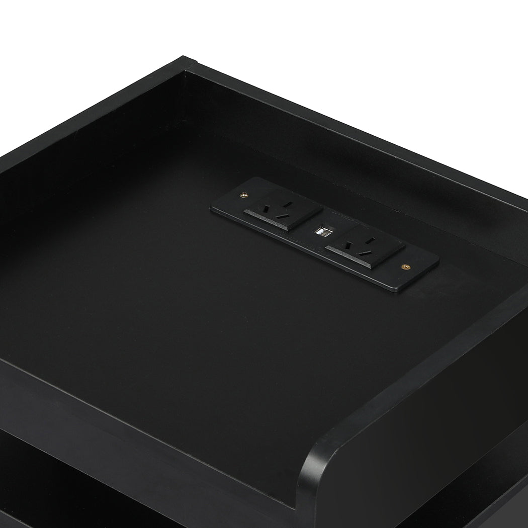 Levede Bedside Table USB Charger Outlet RGB Black-2006732841714585604