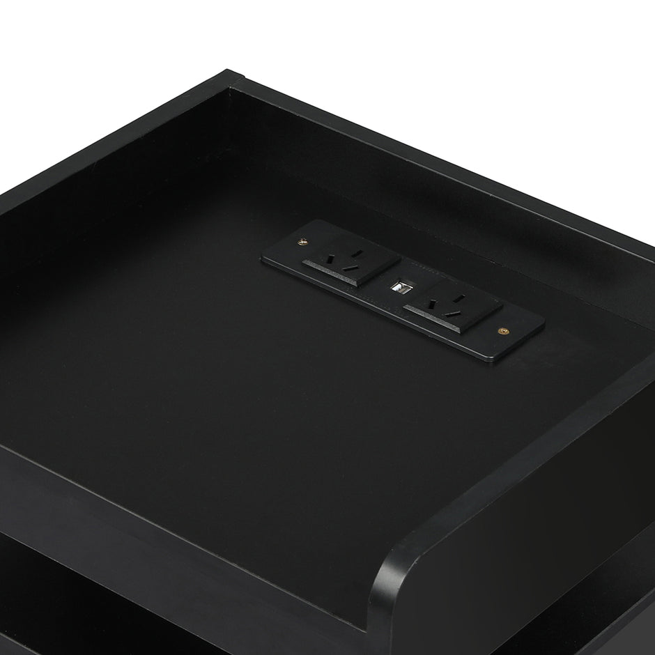 Levede Bedside Table USB Charger Outlet RGB Black-2006732841714585604