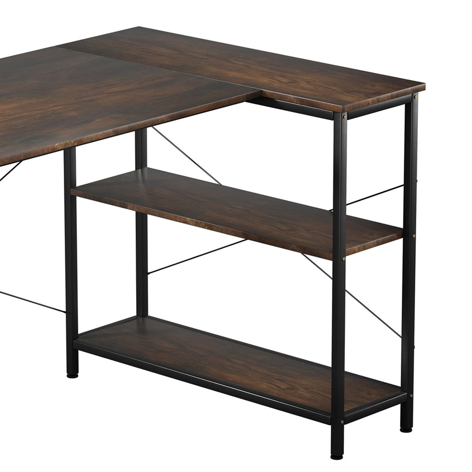 Levede L Shaped Computer Desk Corner Desk Brown-2018816895477747716
