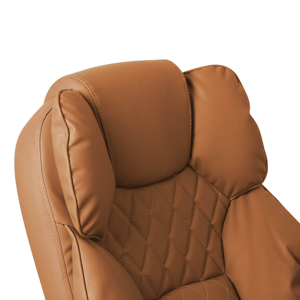 Levede Gaming Chair Office Computer Brown Footrest-2018816909402836997
