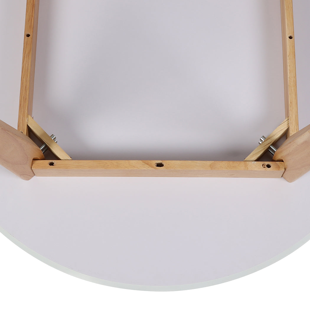 Levede Dining Table Round Rubberwood Base 100cm White 100 CM-2018816940793008133