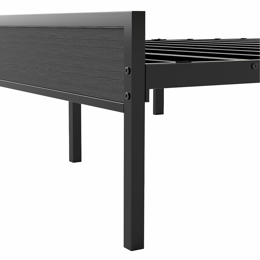 Levede Queen Bed Frame Steel Base with Headboard Grey-2006732773129326597