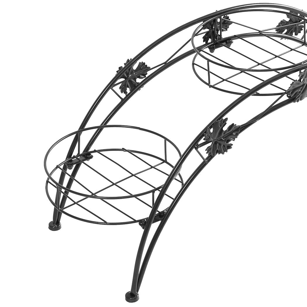 2X Plant Stand Outdoor Indoor Metal Black-2006732927077060613