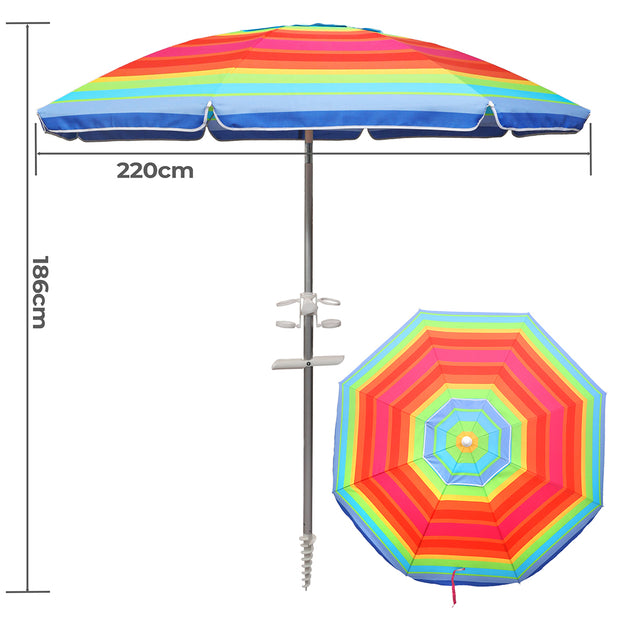 Mountview 2.2M Outdoor Beach Umbrellas Sand Colorful-2006732892109148162