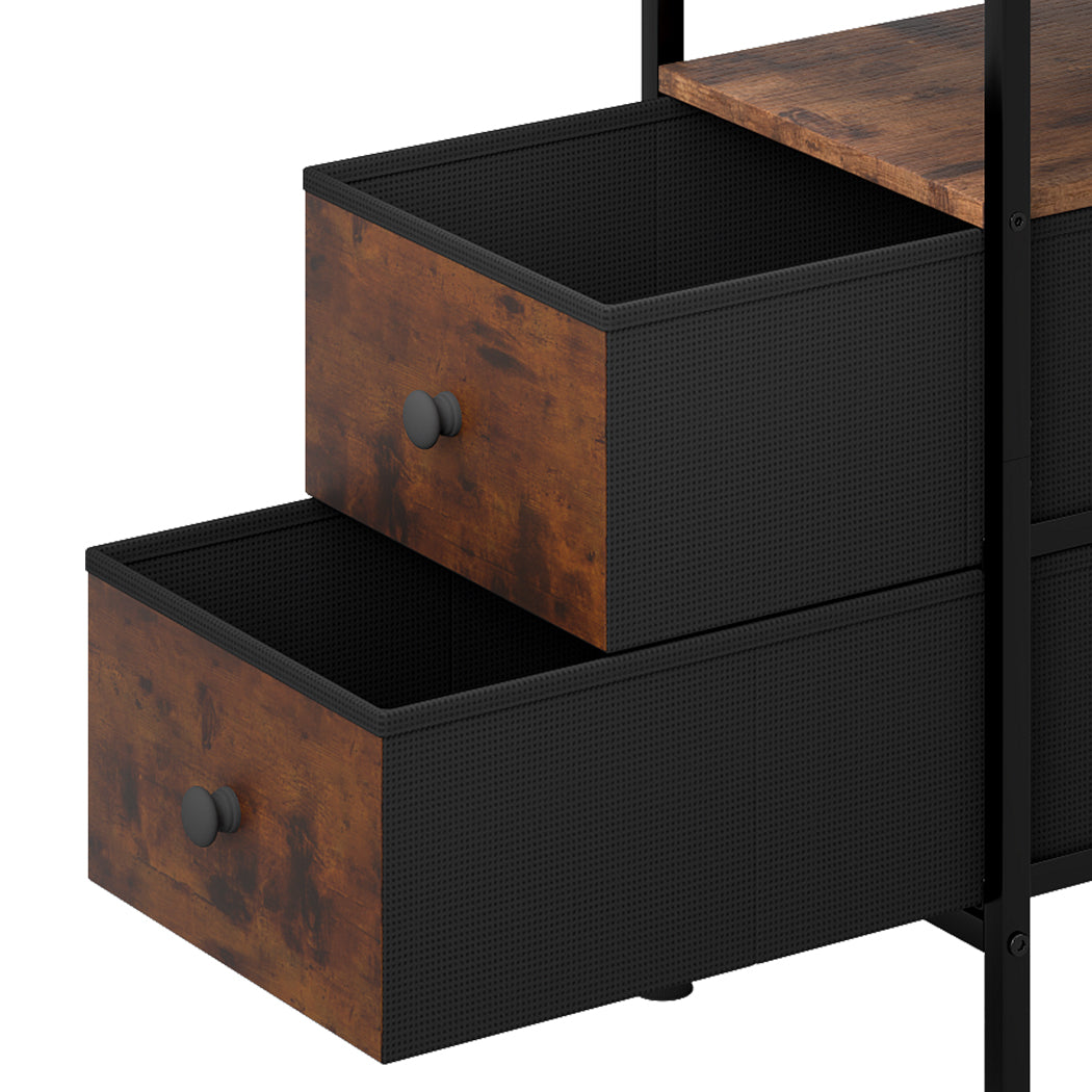 Levede Bedside Table Side Table 2 Drawers Cabinet Brown-2011971114674294789