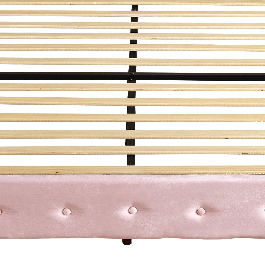 Levede Single Floating Bed Frame LED Headboard USB Pink-2006732795417858053