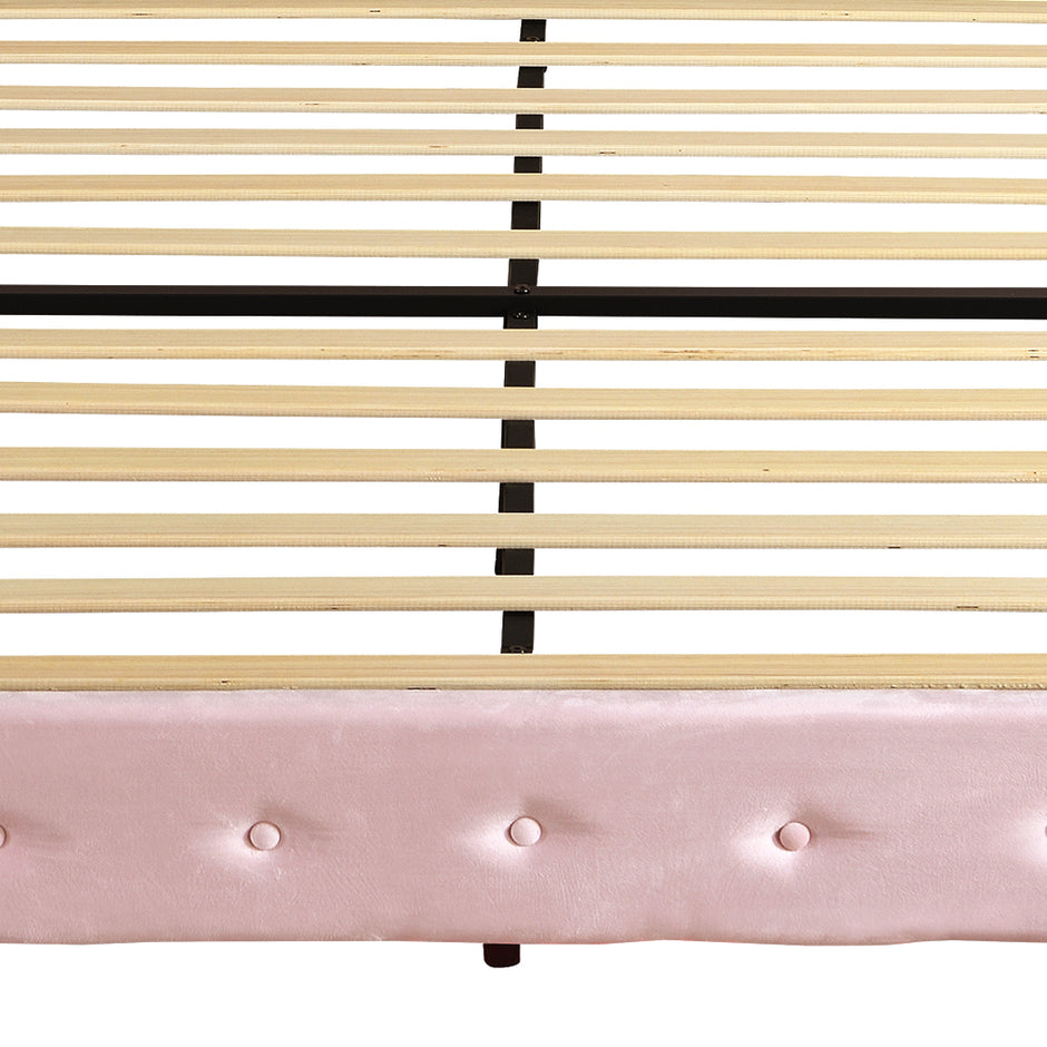 Levede Single Floating Bed Frame LED Headboard USB Pink-2006732795417858053