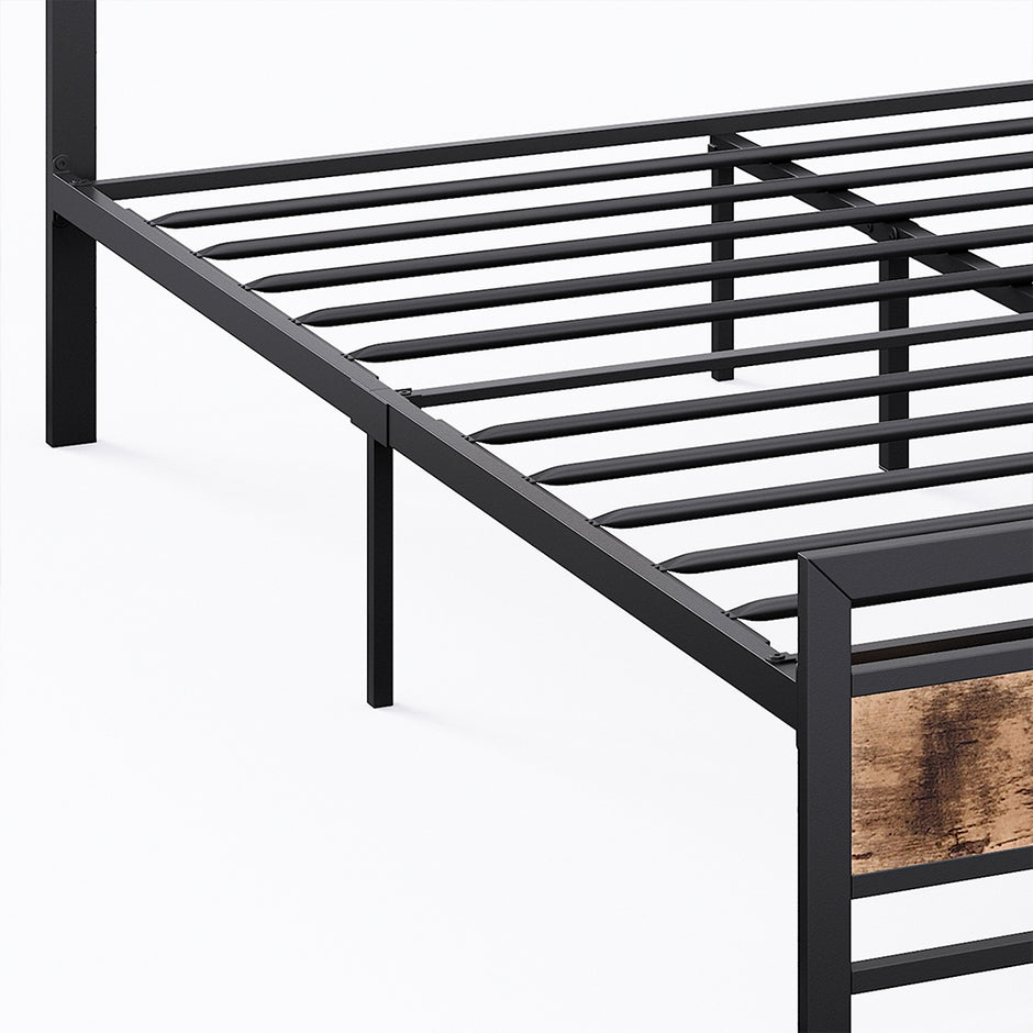 Metal Bed Frame Mattress Base Set Wood Queen-2006733227687022597