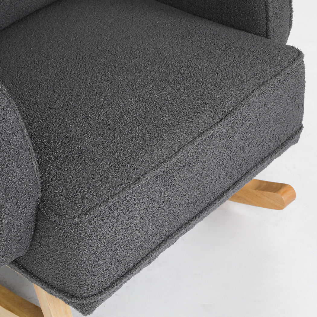Levede Fleece Rocking Chair with footstool-2006732864741314565