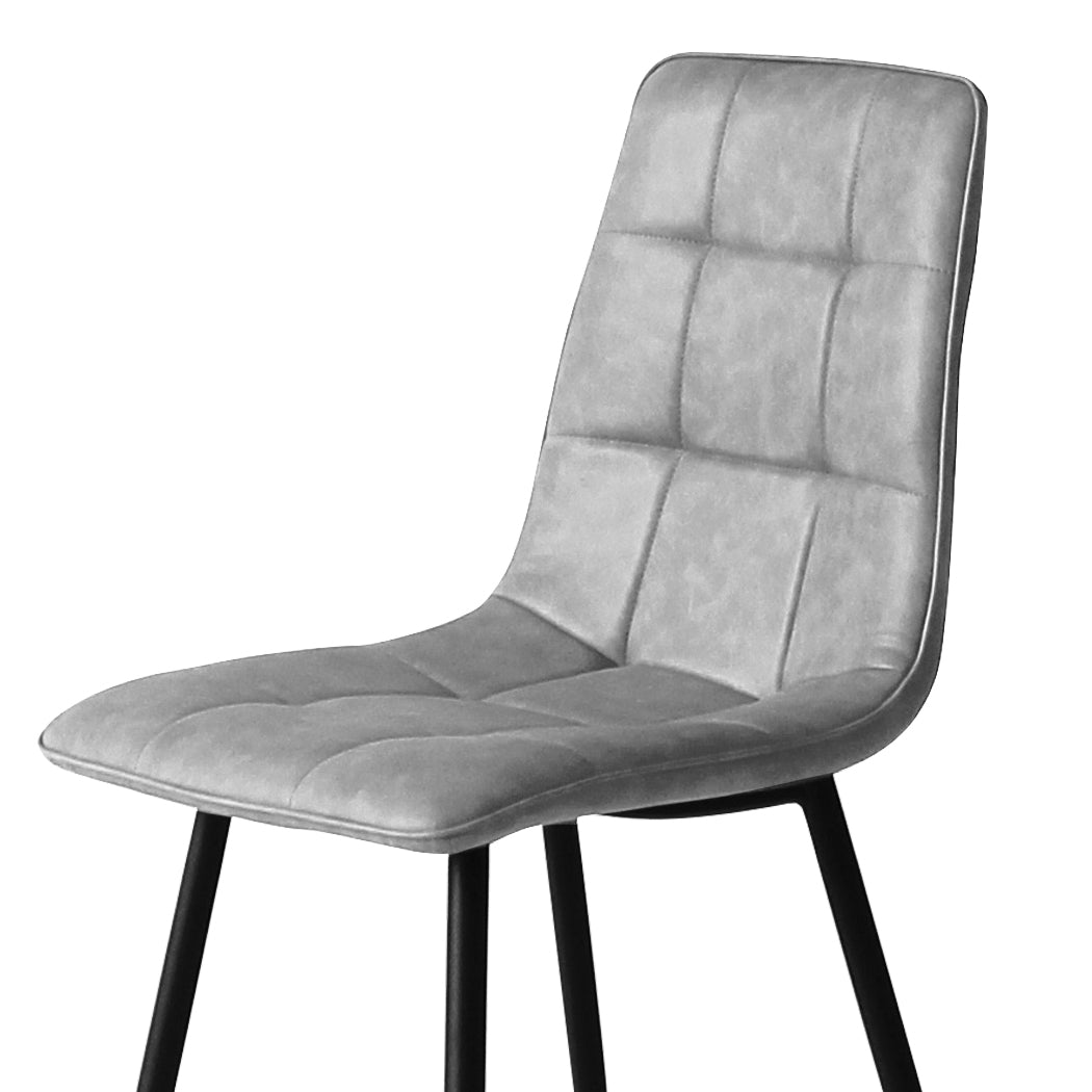 Levede 4x Dining Chairs Kitchen Chair Grey Faux Leather-2006733265016328197