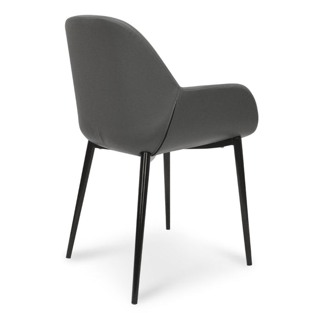 CDC962-SD Dining Chair in Charcoal Grey PU With Black Legs (Set of 2)