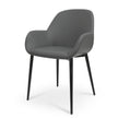 CDC962-SD Dining Chair in Charcoal Grey PU With Black Legs (Set of 2)