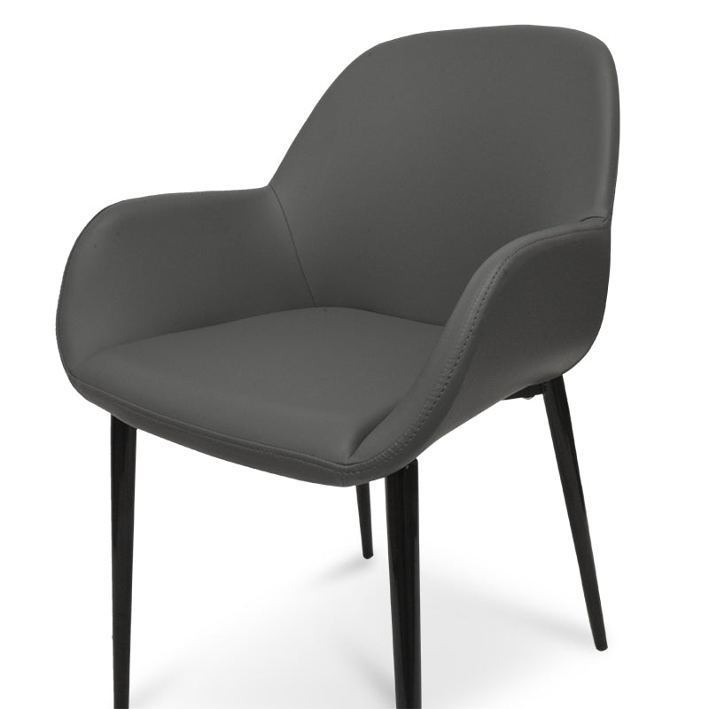 CDC962-SD Dining Chair in Charcoal Grey PU With Black Legs (Set of 2)