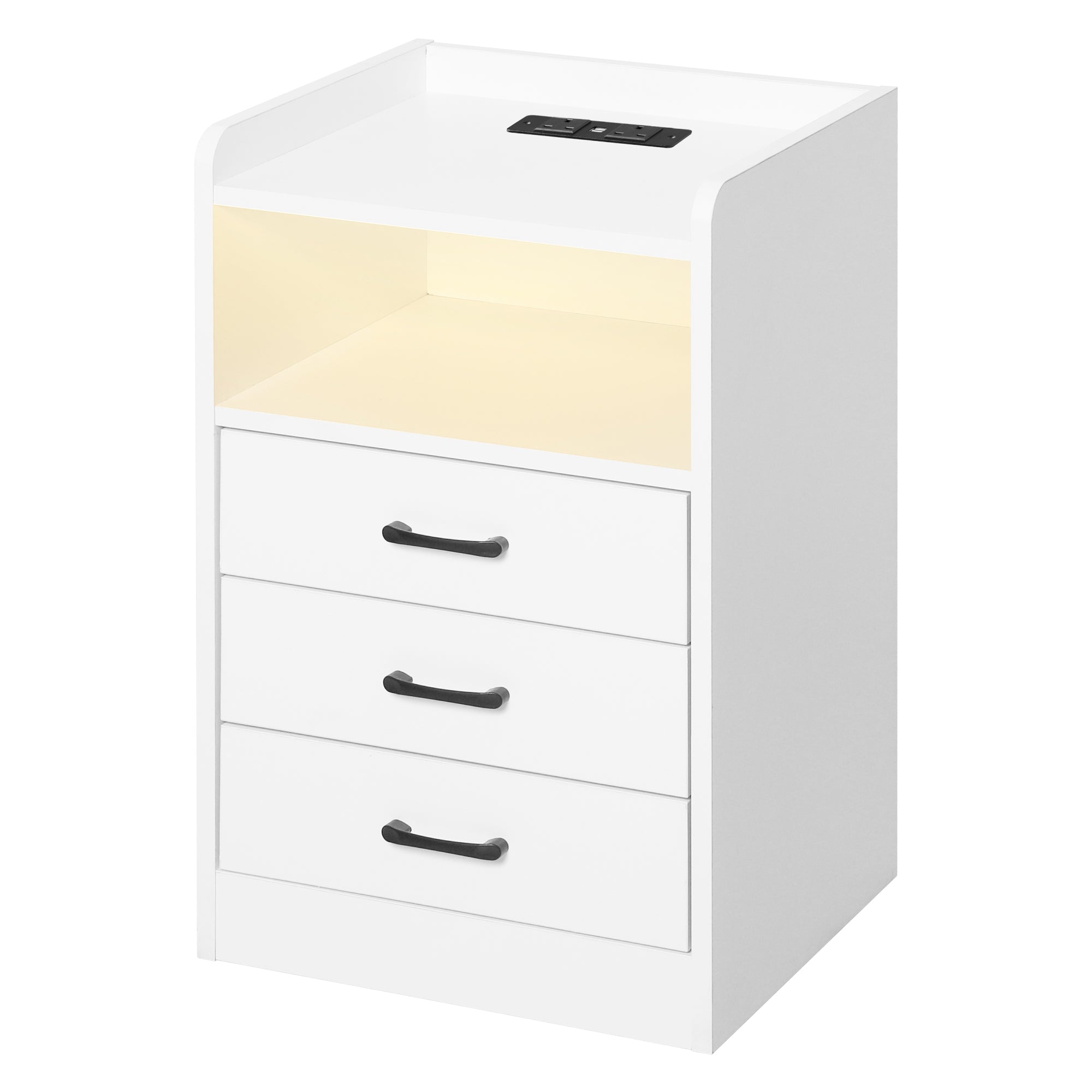 Levede Bedside Table USB Charger Outlet LED White-2018816759531966464
