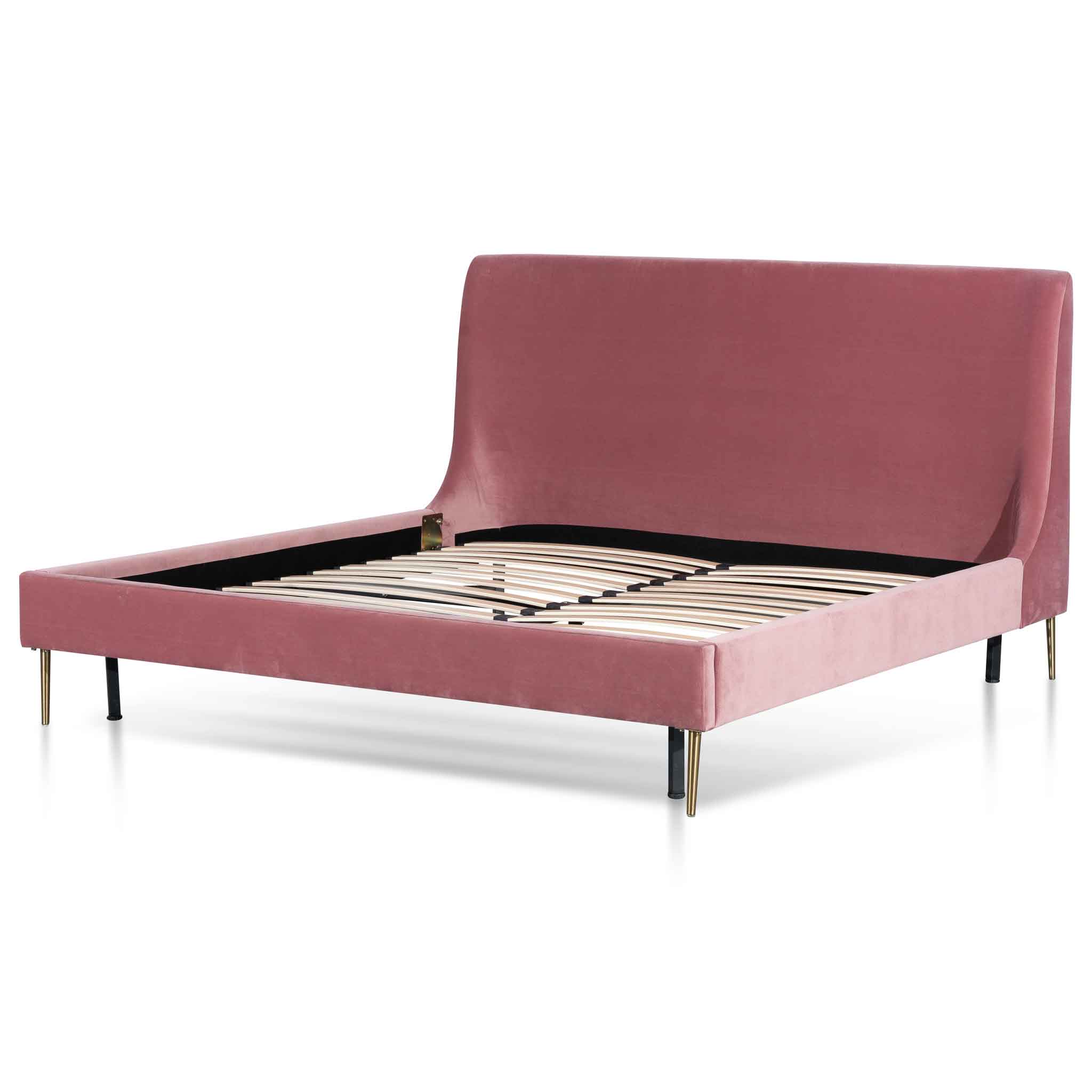 CBD6283-MI King Bed Frame - Blush Peach Velvet